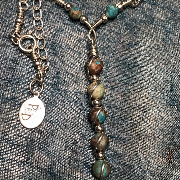 Necklace- Blue Crazy Lace Agate Sterling Silver Y Neclace - Picture 7 of 7